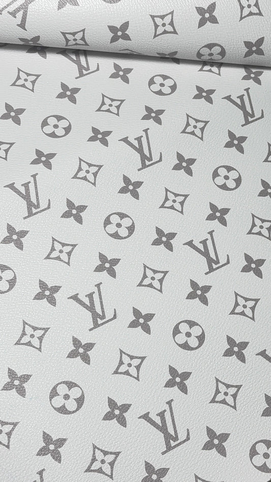 Luxury Monogram Faux Leather Fabric – Designer-Inspired Finish