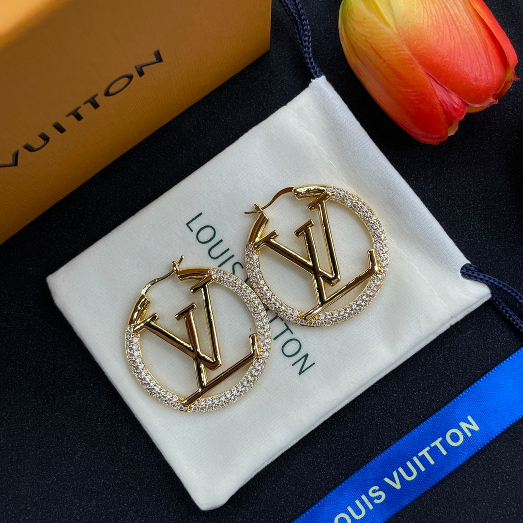 High Quality Zircon L.V Hoop Women's Earrings