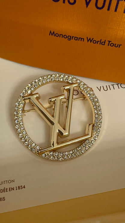 Crystal L V Brooch Pin
