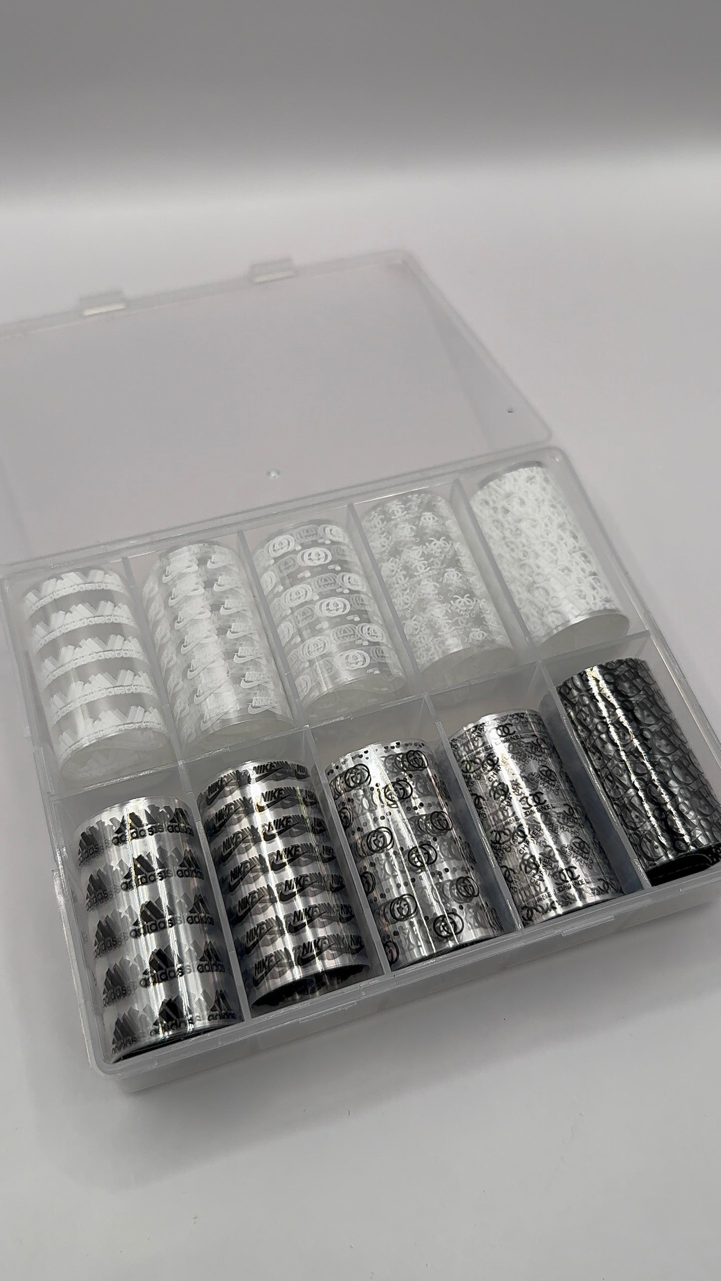 Luxury Designer-Inspired Nail Transfer Foil Set of(10 Rolls)- White/Black
