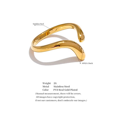18K Gold Plated Hypoallergenic Minimalist Chic Adjustable Stainless Steel Ring