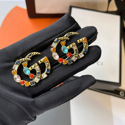 High-End G.G Colored Gem Earrings