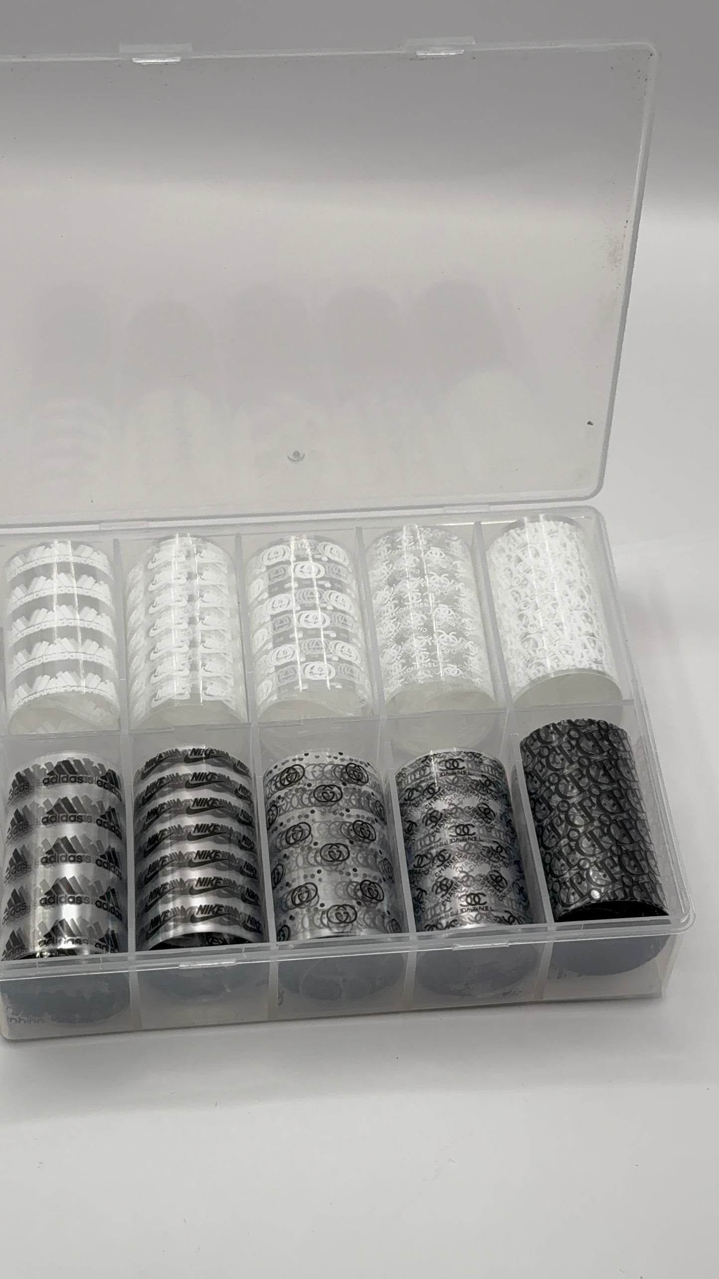 Luxury Designer-Inspired Nail Transfer Foil Set of(10 Rolls)- White/Black