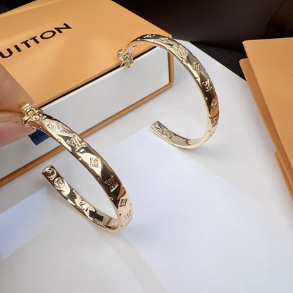 High-End Steel L.V Hoop Earrings