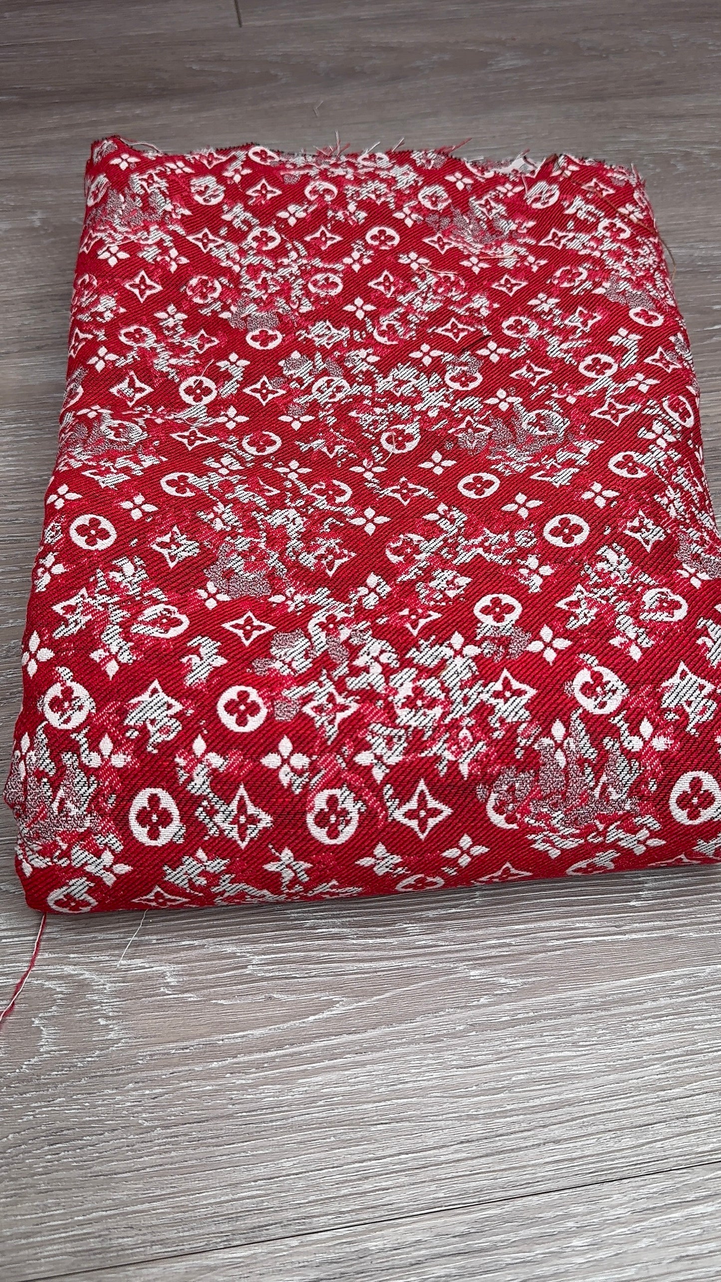 LV Red Jacquard Fabric