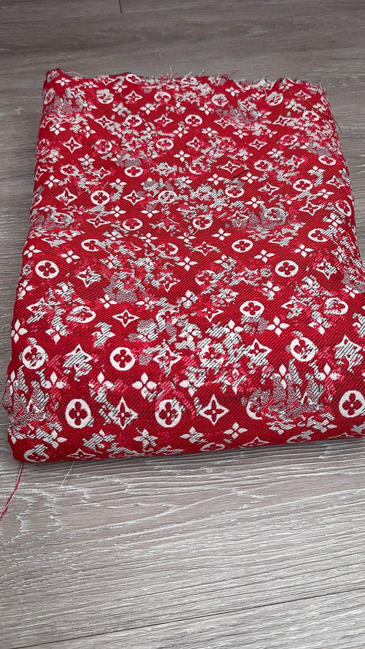 LV Red Jacquard Fabric