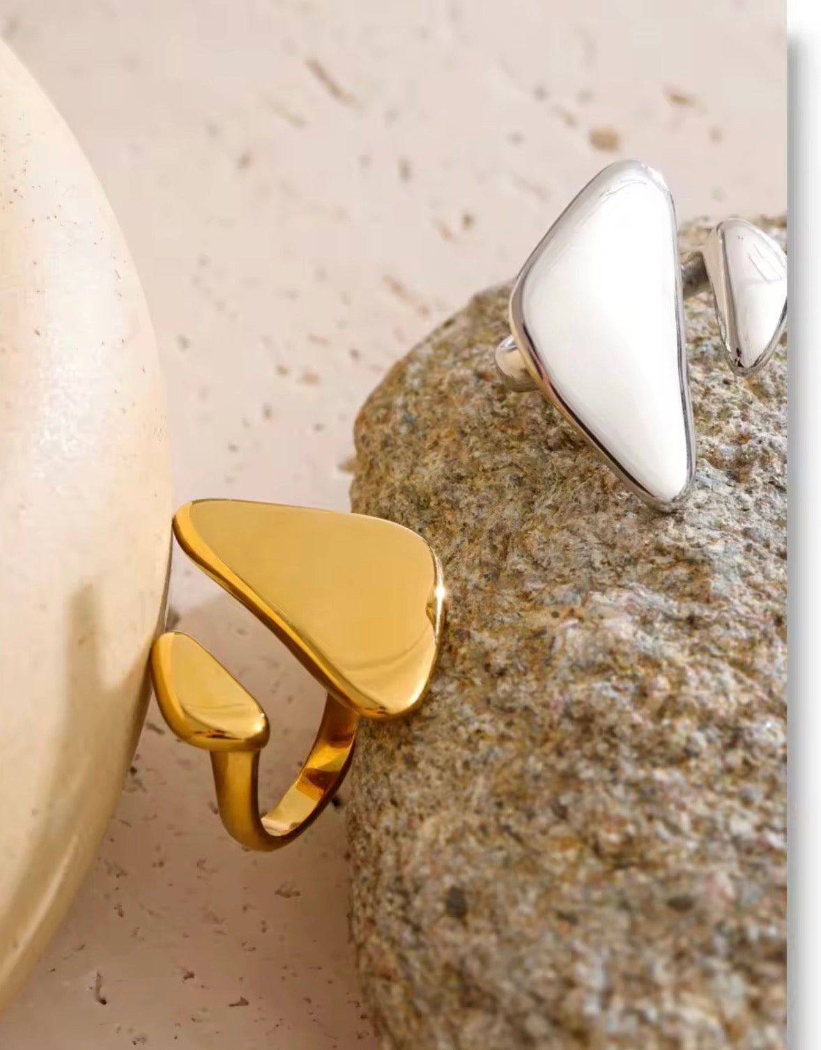 18K Gold Plated Geometric Waterproof Adjustable Stainless Steel Ring