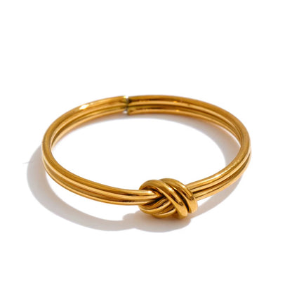 18K Gold Plated Minimalist Multi Wire Knot Stainless Steel Dainty Stackable Ring