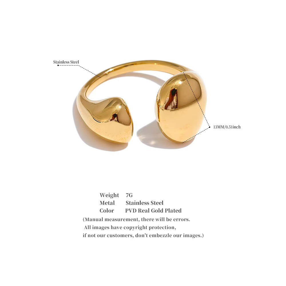 18K Gold Plated Waterproof Stainless Steel Adjustable Ring