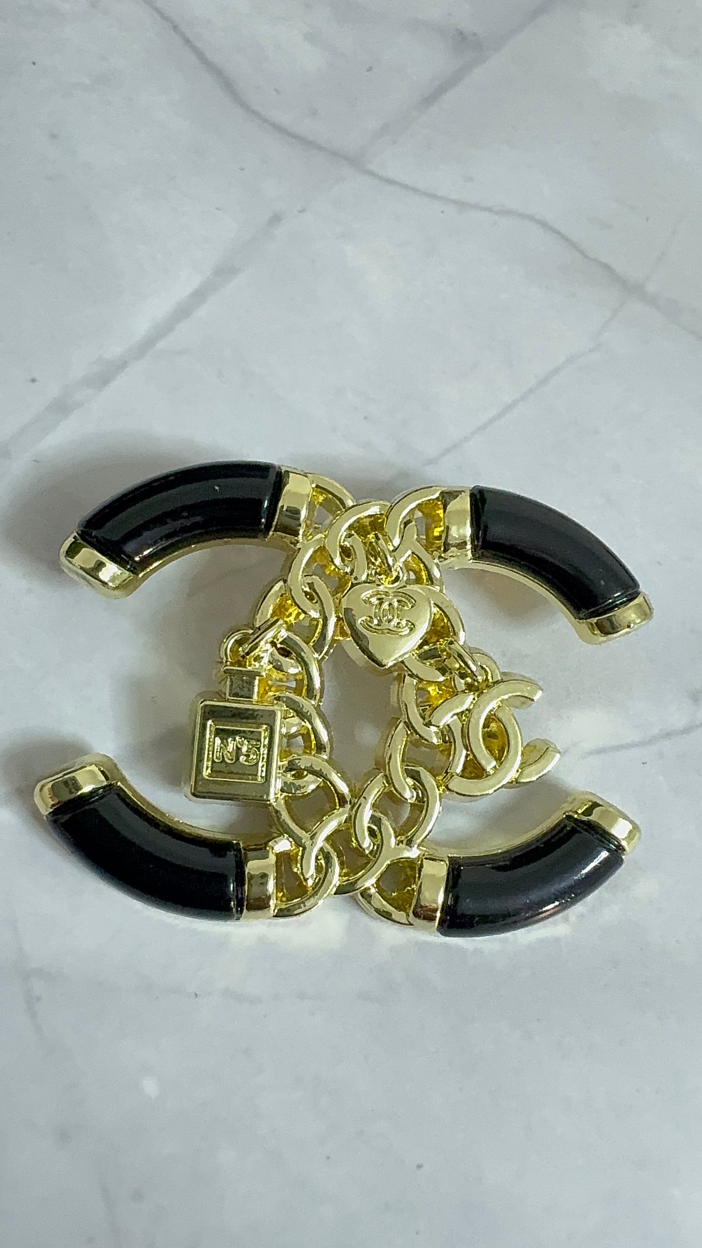 Black & Gold C.C Brooch