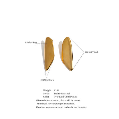 18K Gold Plated Waterproof Fluid Leaf Drop Stainless Steel Irregular Geo statement Earrings