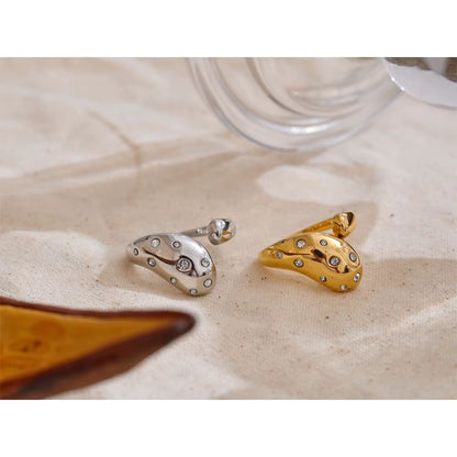 Exquisite 18K Gold Plated Zirconia Stainless Steel Adjustable Ring