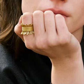 18K Gold Plated Waterproof Stainless Steel Ring