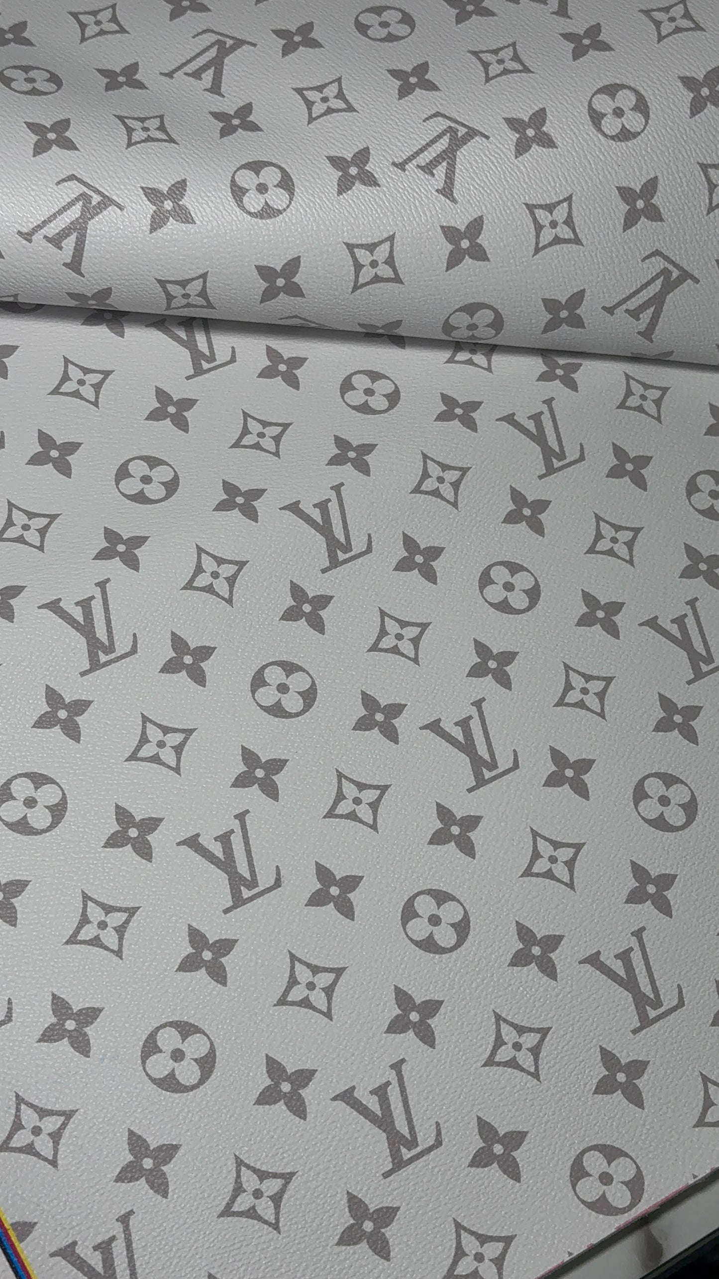 Luxury Monogram Faux Leather Fabric – Designer-Inspired Finish