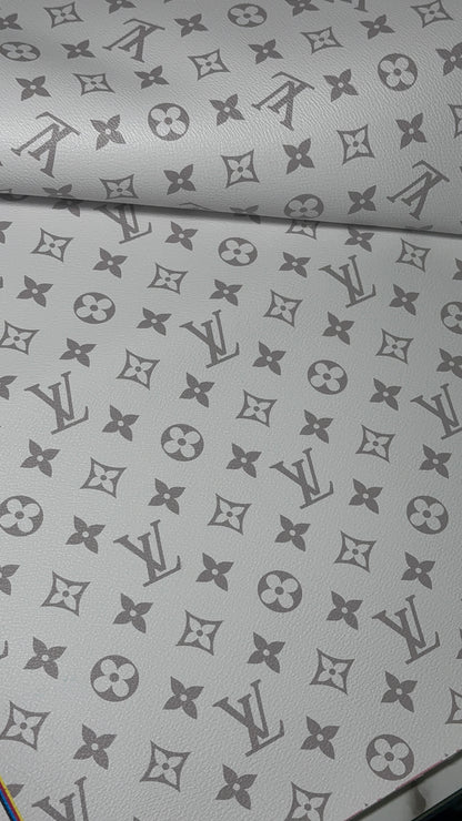Luxury Monogram Faux Leather Fabric – Designer-Inspired Finish