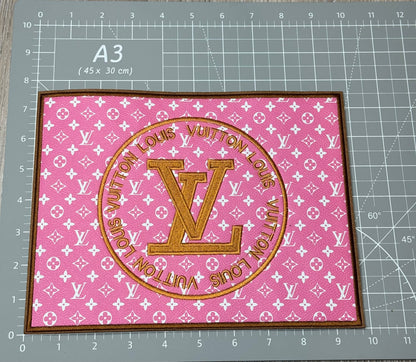 XL pink Leather fabric square Patch