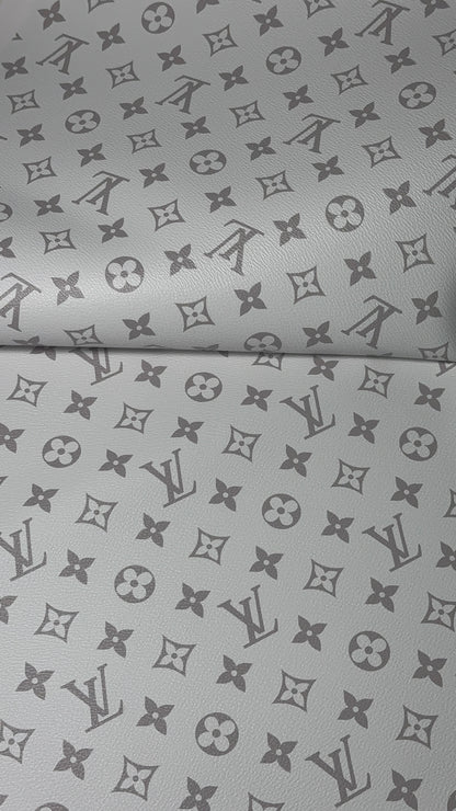 Luxury Monogram Faux Leather Fabric – Designer-Inspired Finish
