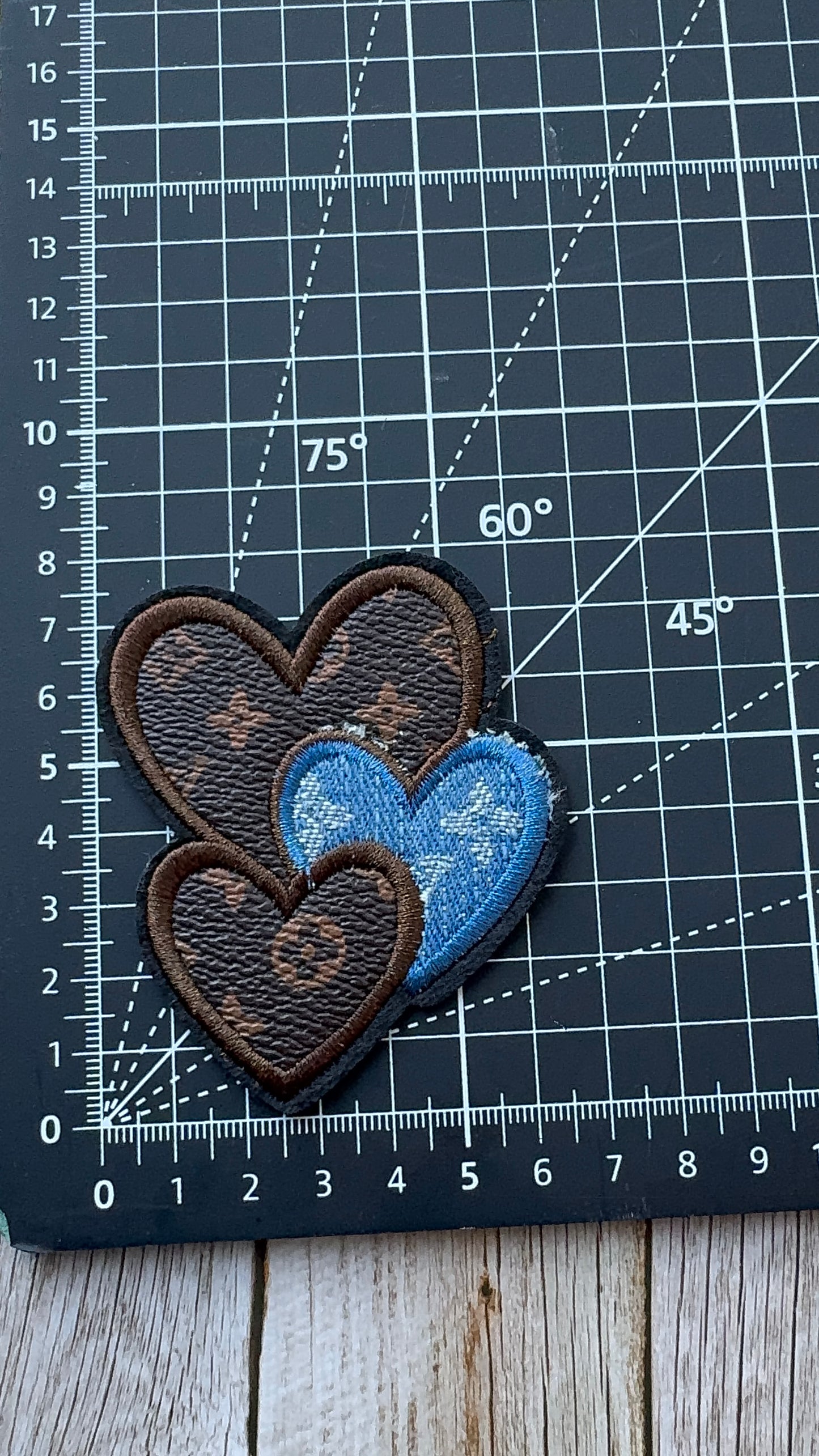 Leather & Denim Heart LV patch