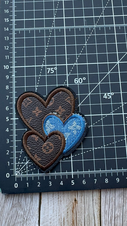 Leather & Denim Heart LV patch