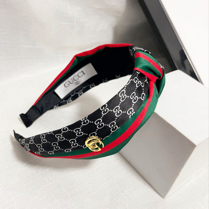 Luxury Knotted Headband | Monogram & Web Stripe