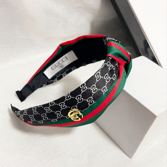 Luxury Knotted Headband | Monogram & Web Stripe