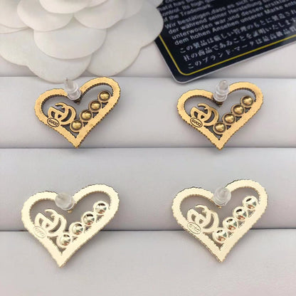 High-End Steel G.G Heart Earrings