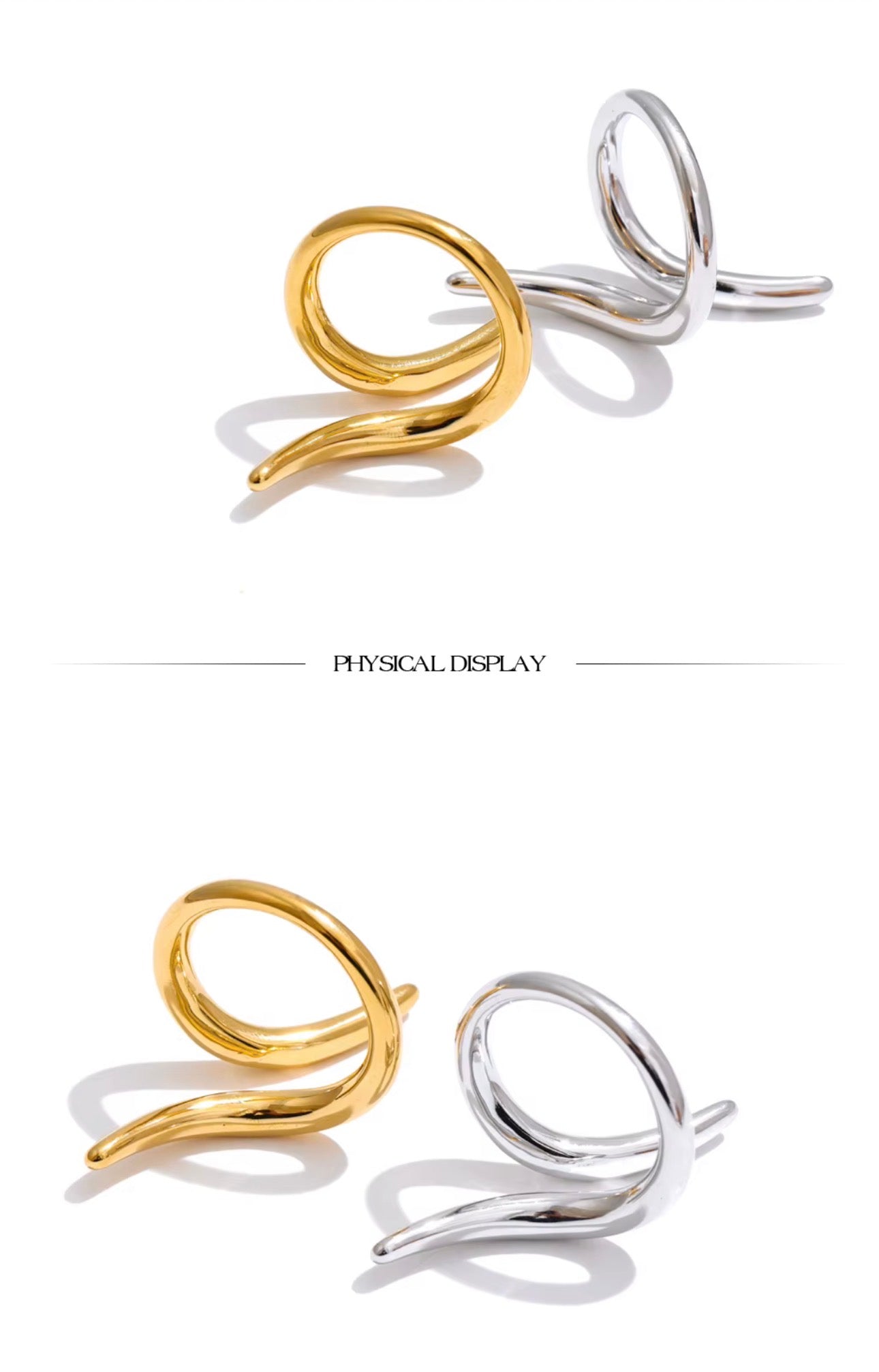 18K Gold plated Spiral Minimalist Adjustable Ring