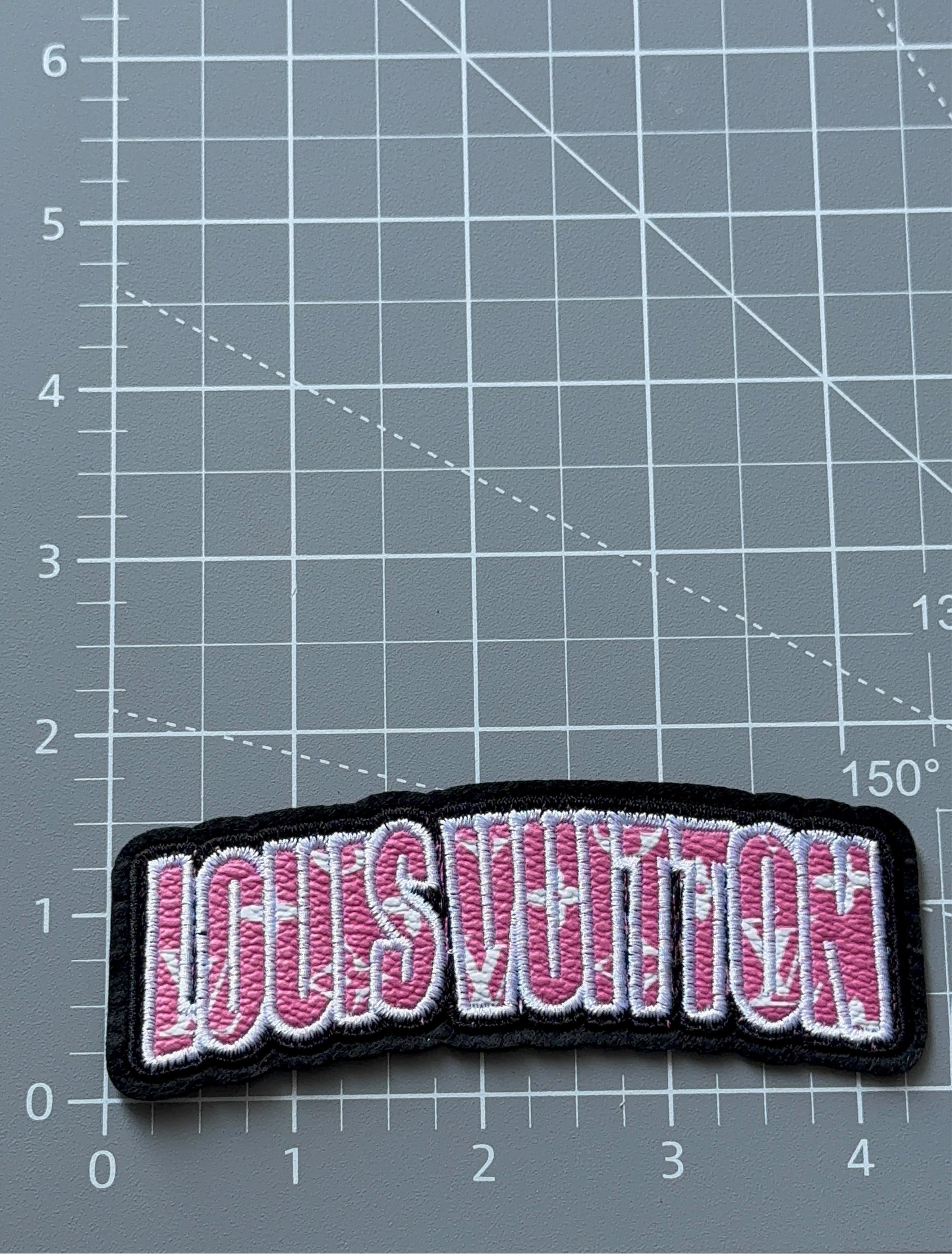 L. Pink leather Logo patch