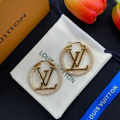 High Quality Zircon L.V Hoop Women's Earrings