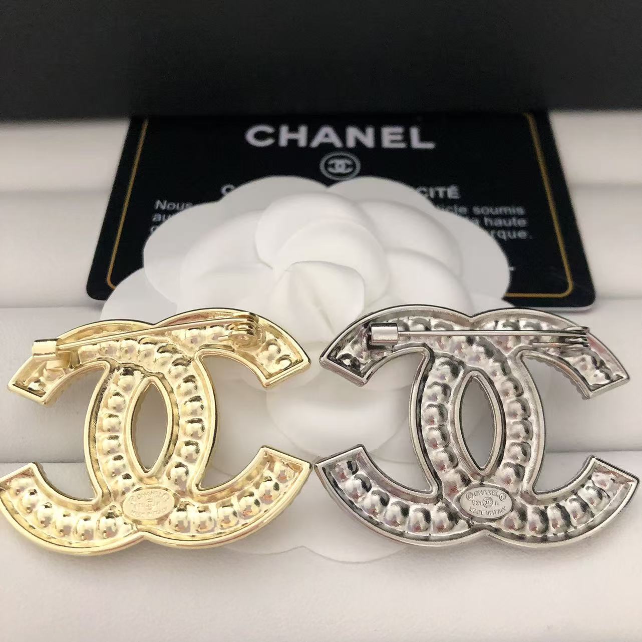 Luxury C.C Silver Brooch pin