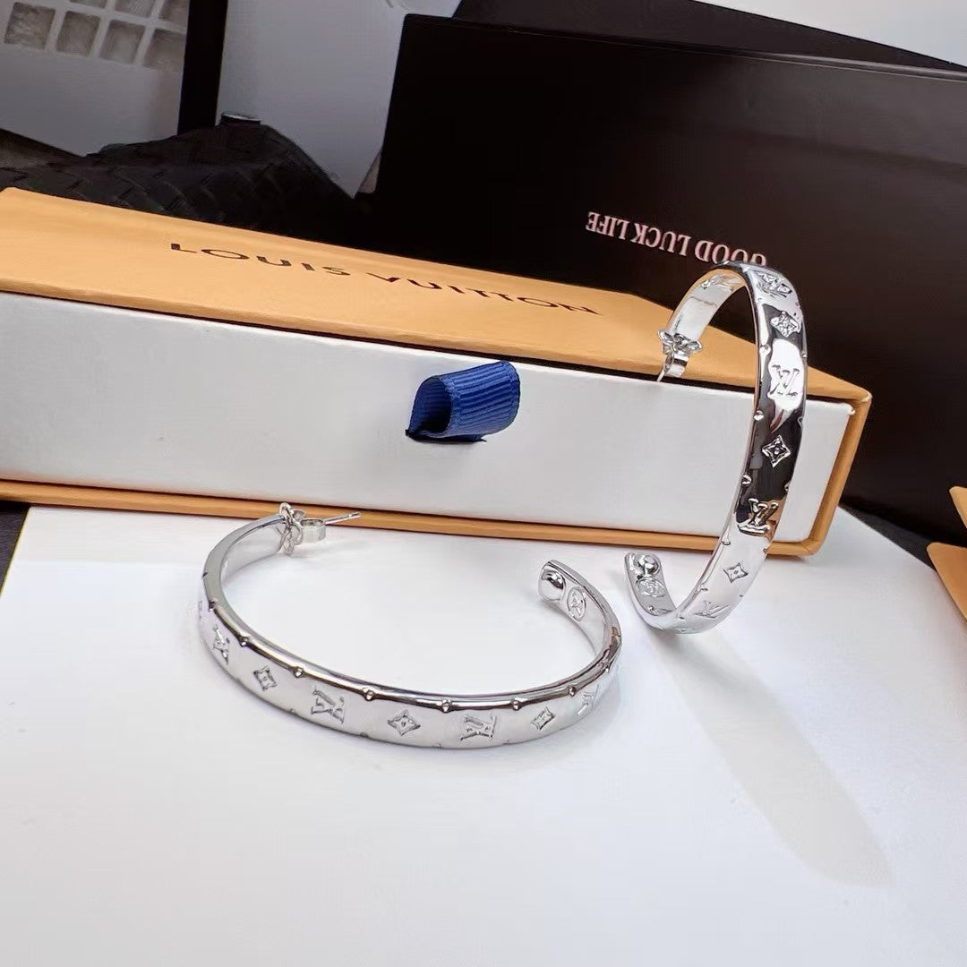 High-End Steel L.V Hoop Earrings