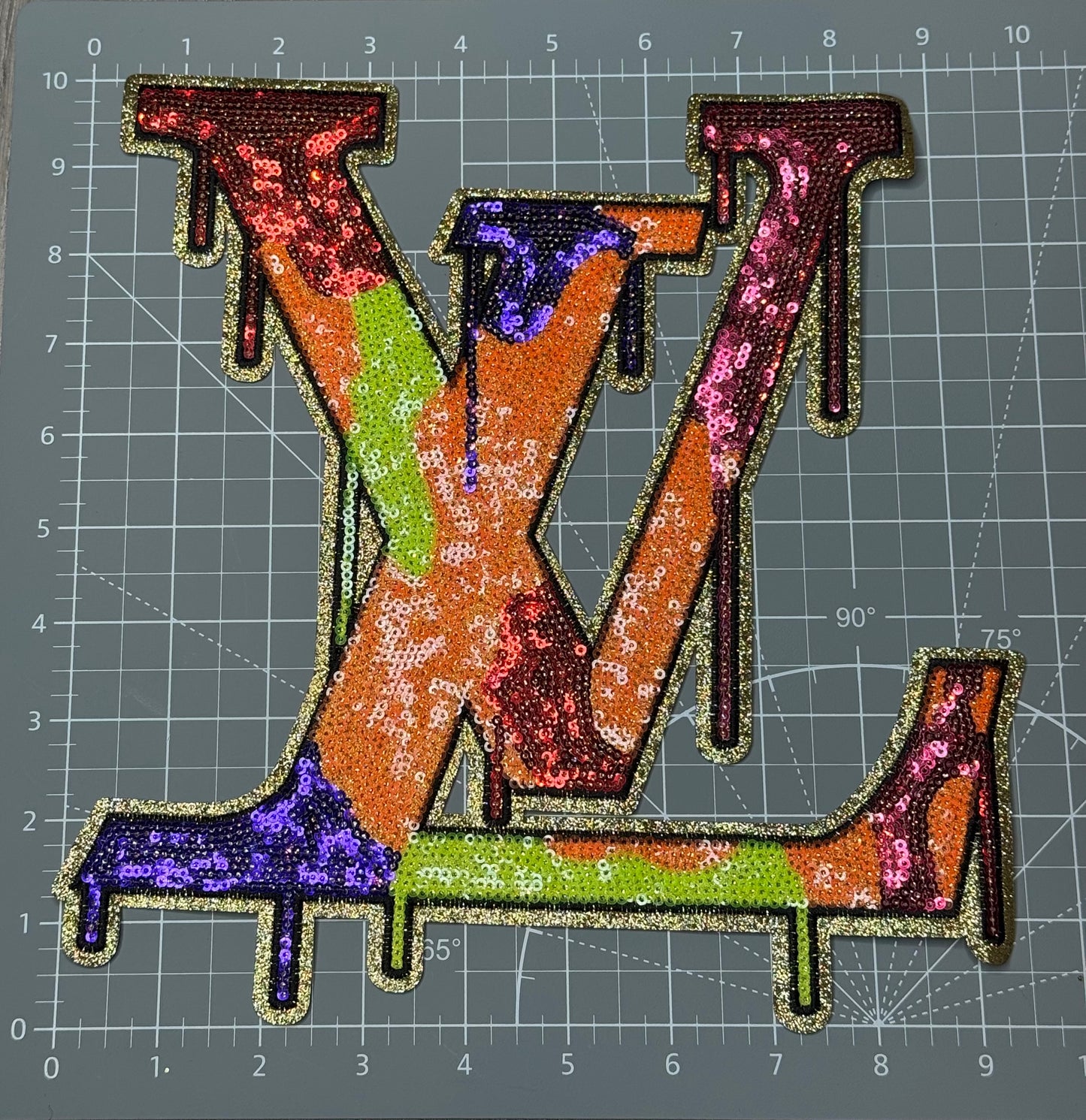 XL Multi colour sequin drip patch