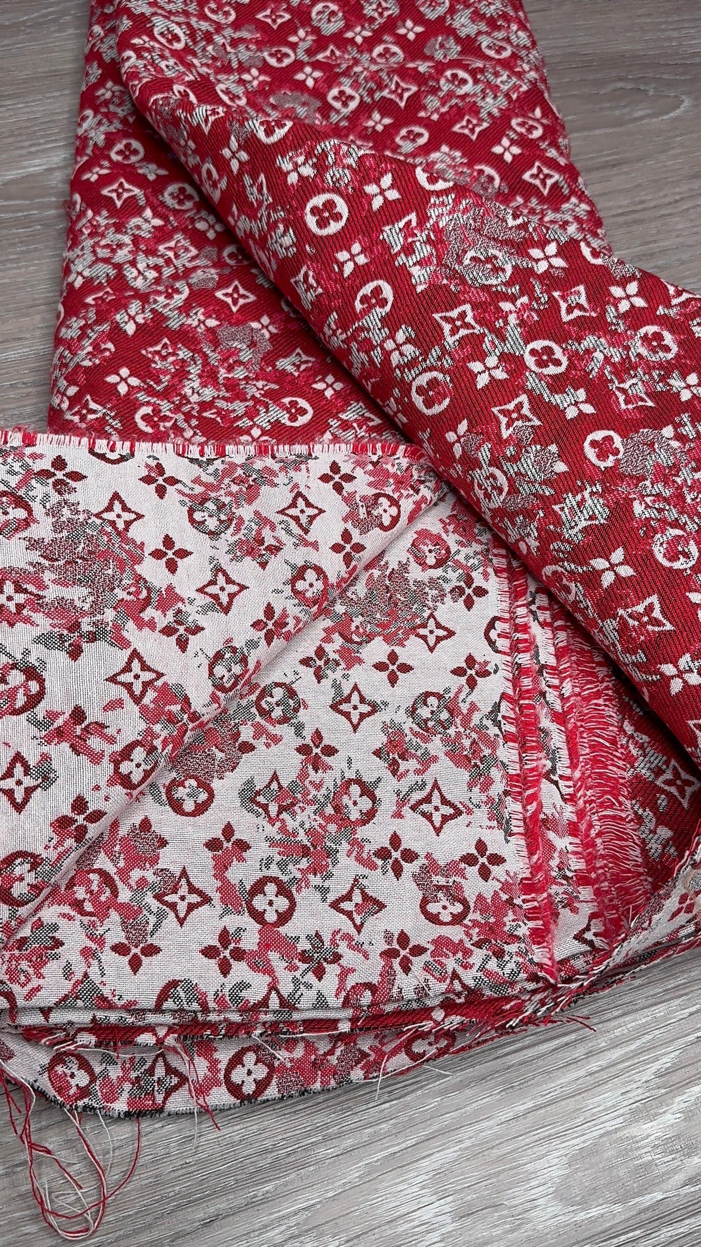 LV Red Jacquard Fabric