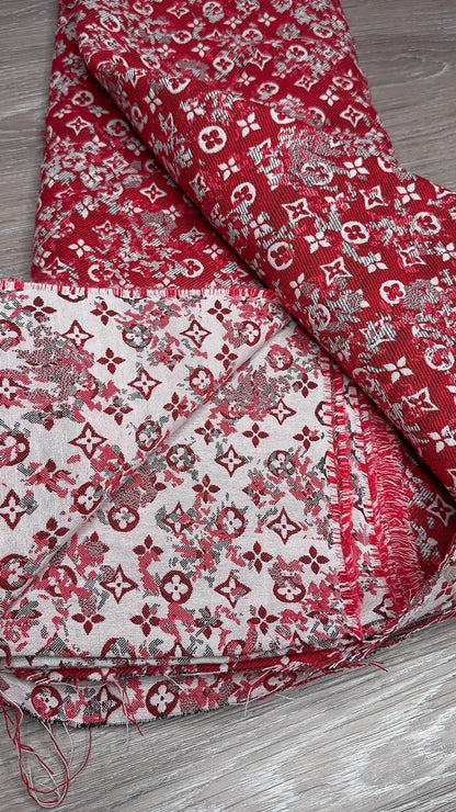LV Red Jacquard Fabric