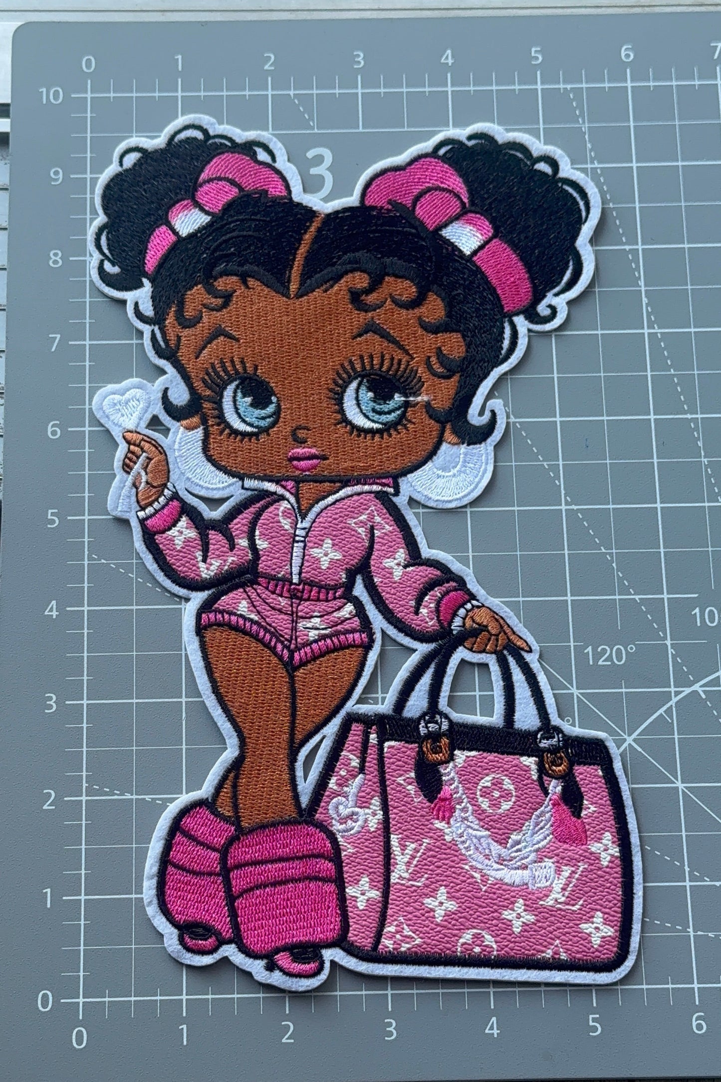 Pink Leather LV Betty Iron-on Patch 10inch