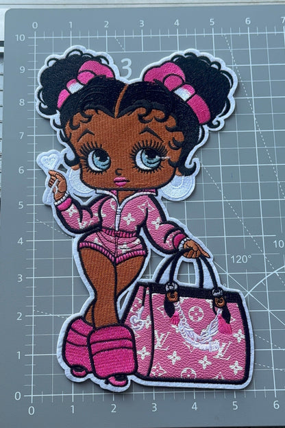 Pink Leather LV Betty Iron-on Patch 10inch