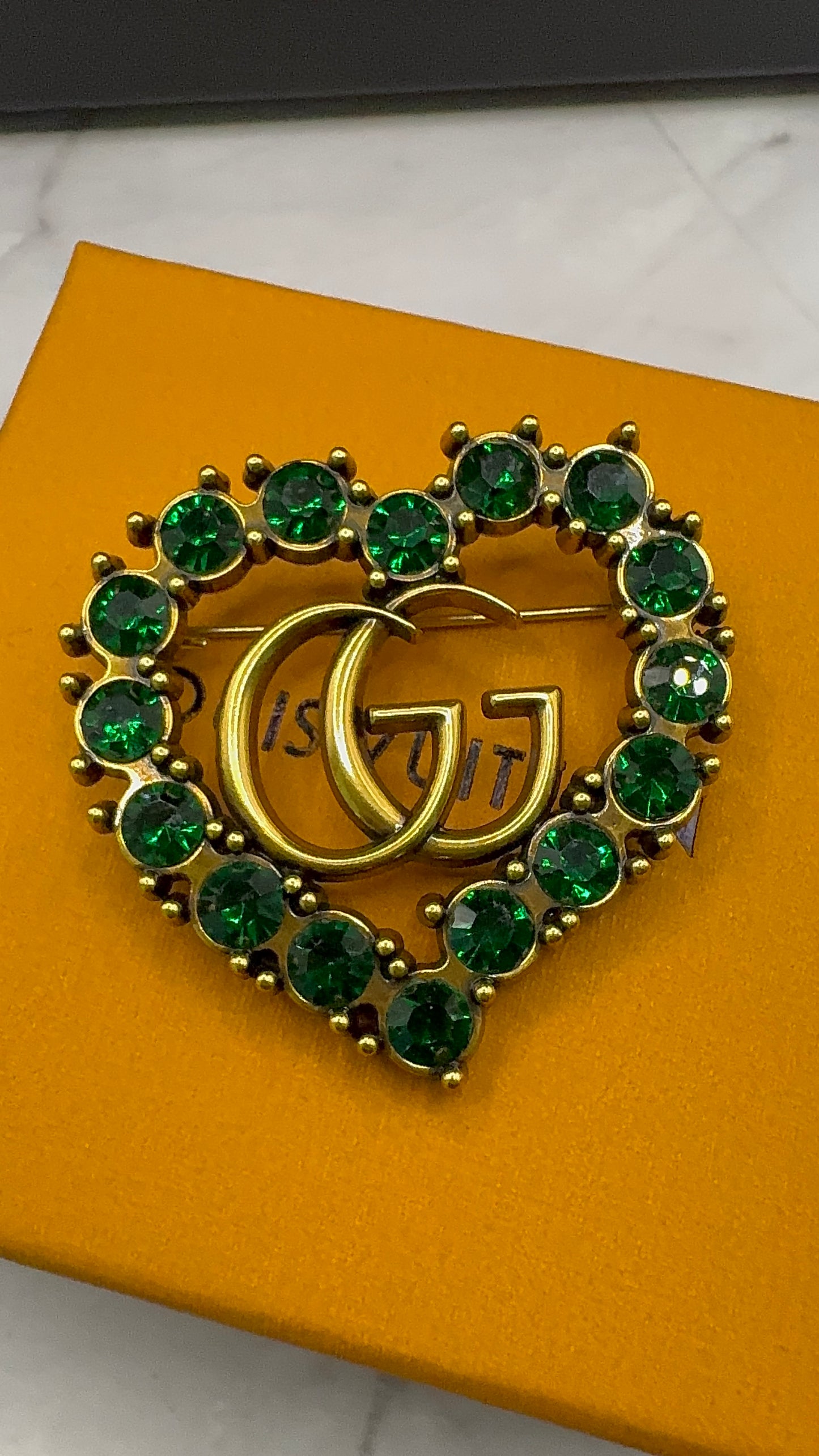G.G Antique Brass Heart Brooch pin