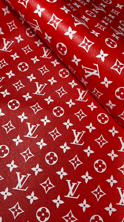 Luxury LV Monogram Faux Leather Fabric – Designer-Inspired Finish