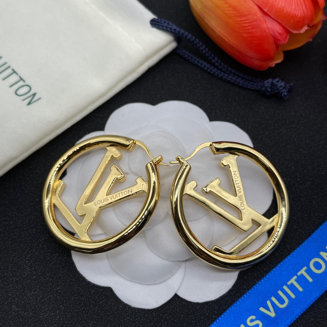 High Quality Zircon L.V Hoop Women's Earrings