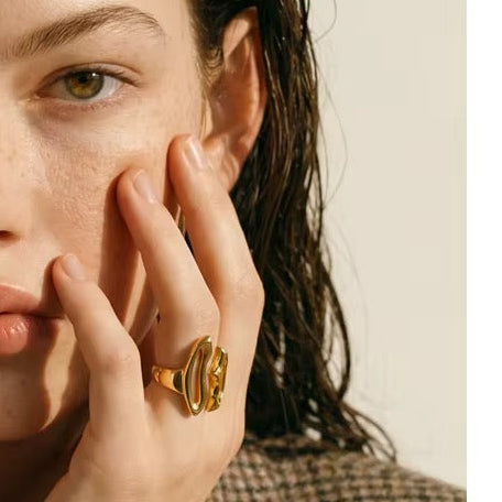 18K Gold Plated Minimalist Geometric Waterproof Stainless Steel AdjustableRing