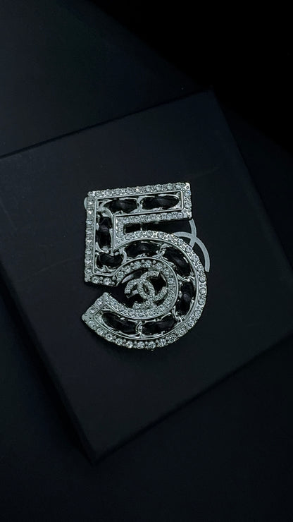 Luxury C.C No. 5 Silver Brooch pin