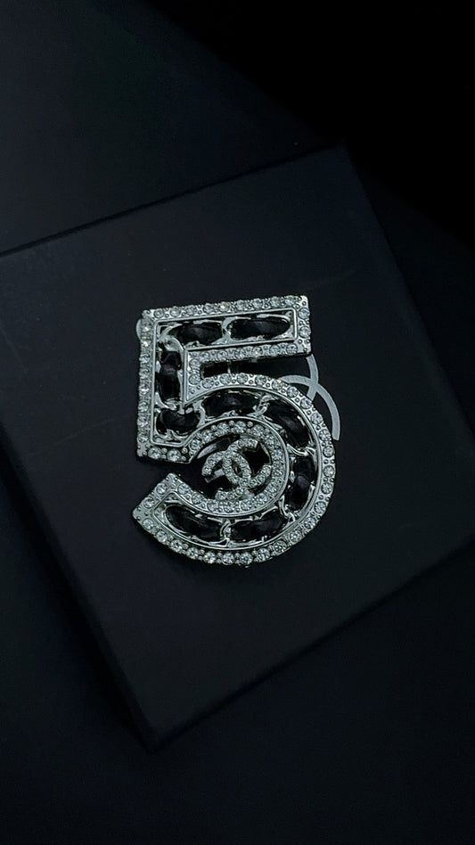 Luxury C.C No. 5 Silver Brooch pin