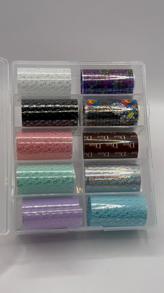 Luxury Designer-Inspired Nail Transfer Foil Set of(10 Rolls)