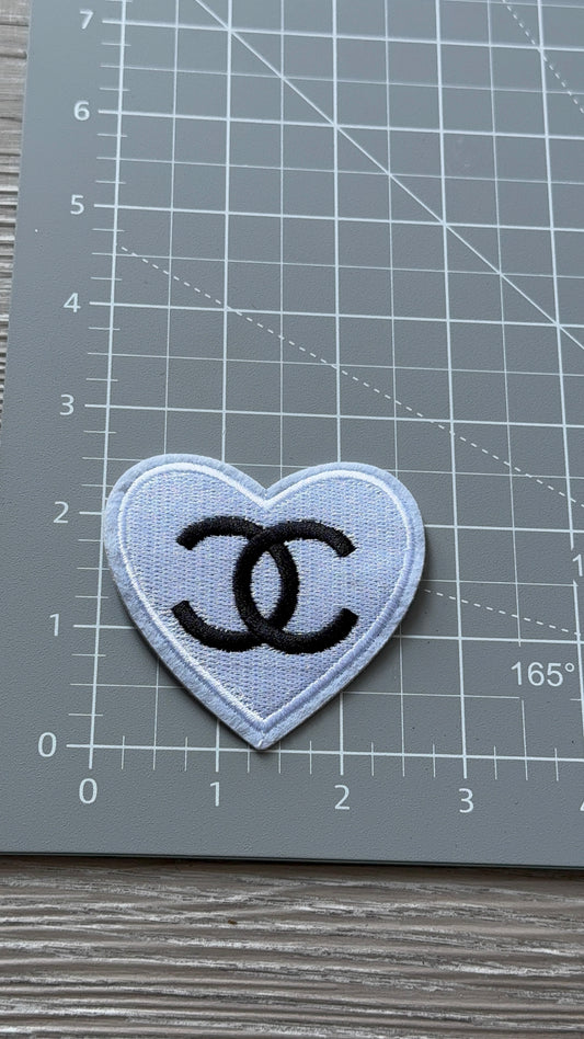 C.C white and black heart patch