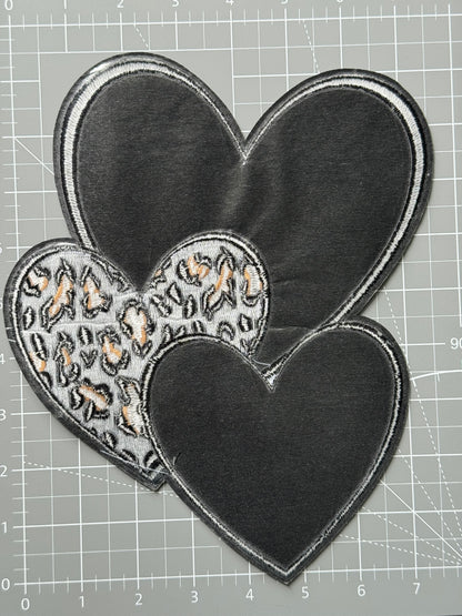 Pink Leather LV Heart Iron-on Patch 10inch