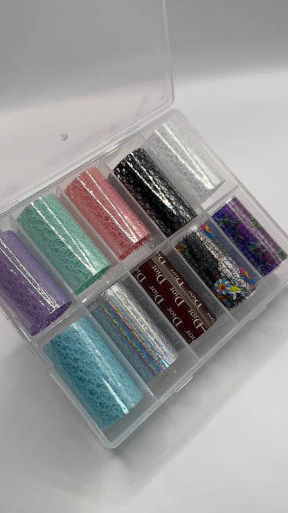 Luxury Designer-Inspired Nail Transfer Foil Set of(10 Rolls)