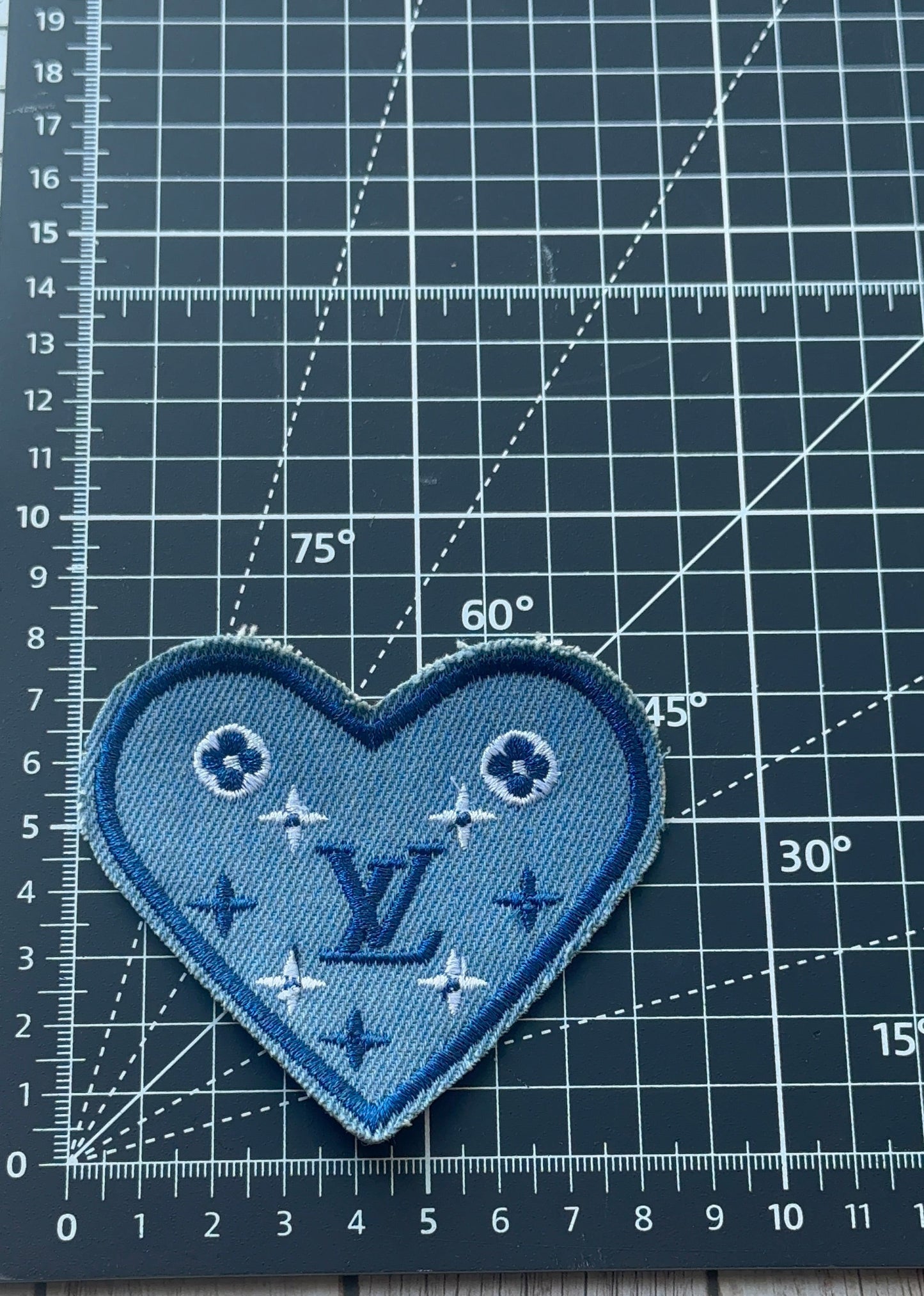 L. Denim logo patch