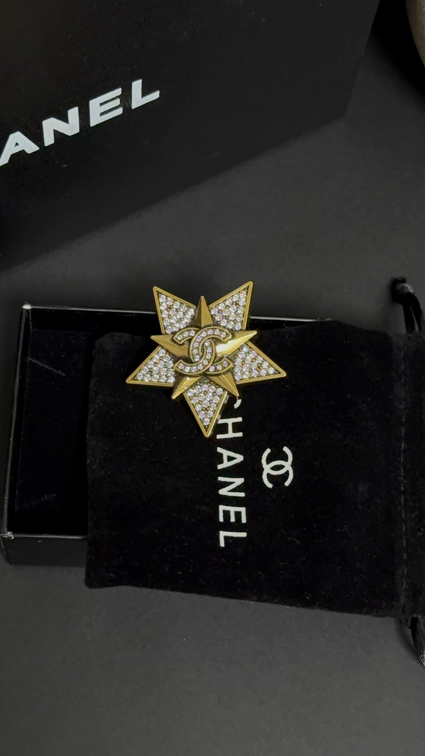 Luxury C.C Gold Star badge Brooch