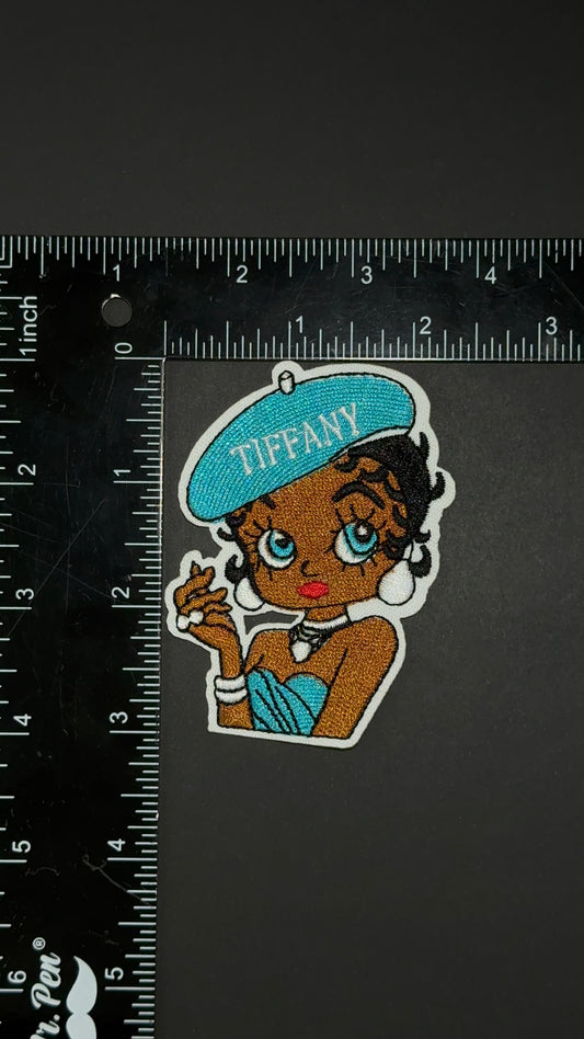 Betty Boop in Tiffany Iron on Embroidery Patch