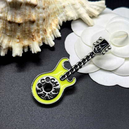 Luxury C.C Silver Guitar brooch